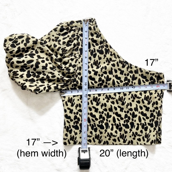 Róhe Leopard One Shoulder Pleated Puff Statement Sleeve Blouse, ROHE, XS, 34 - Picture 11 of 12